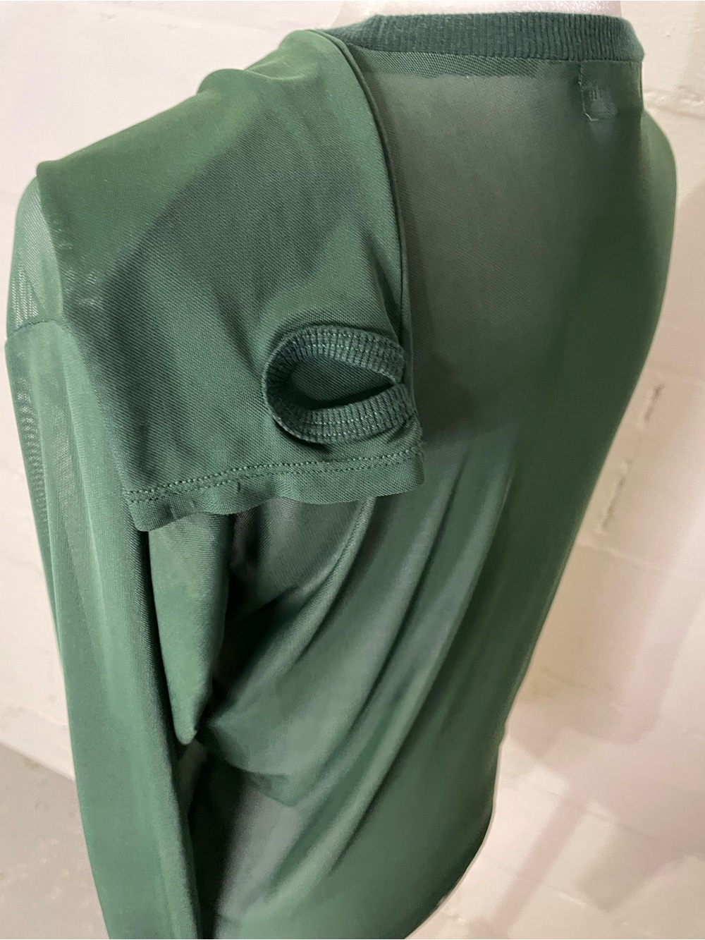 Sheer Long-Sleeve Tee in Forest Green - Picture 2 of 4